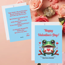 Niedliche Funny Frog Liebe Herz-Valentinenkarte