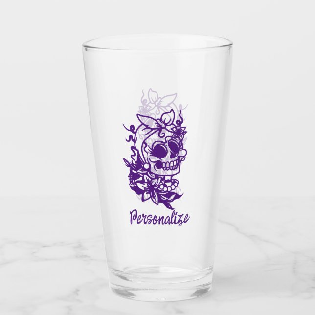 Niedliche Funny Gothull Blume Lila Personalisieren Glas (Vorderseite)