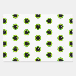 Niedliche Funny Green Eyes and Stripes Geschenkpapier Set