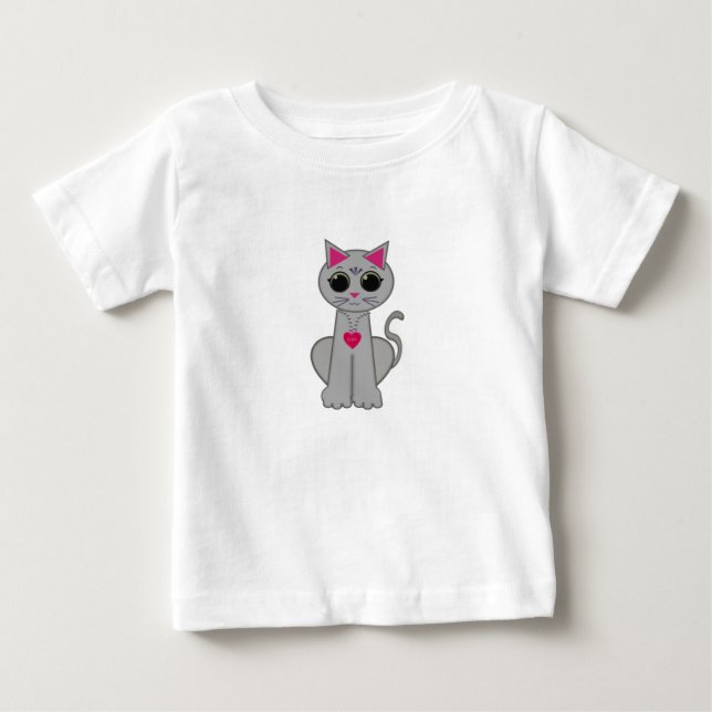 Niedliche Funny Happy Gray Cat Baby T-shirt (Vorderseite)