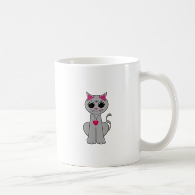 Niedliche Funny Happy Gray Cat Kaffeetasse (Rechts)