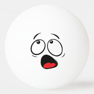 Niedliche Funny Horrified Emoji. Emoticon. Tischtennisball