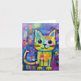 Niedliche Funny Kitty Cat Mixed Media Animal Pet Karte