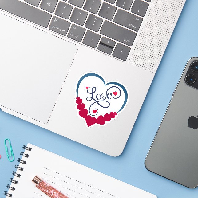 Niedliche Funny Liebe Aufkleber (Laptop mit iPhone)