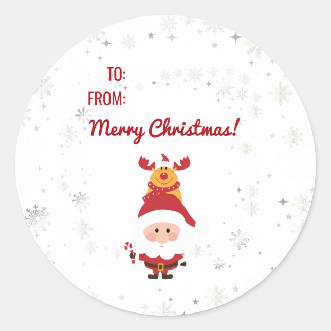 Niedliche Funny Modern Rudolph Santa bis von leere Runder Aufkleber (Vorderseite)