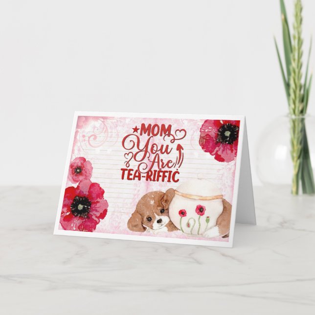 Niedliche Funny Mthers Day Tee Lover Dog Floral Karte (Vorderseite)