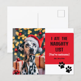 Niedliche Funny Naughty List Haustier Foto Weihnac Postkarte