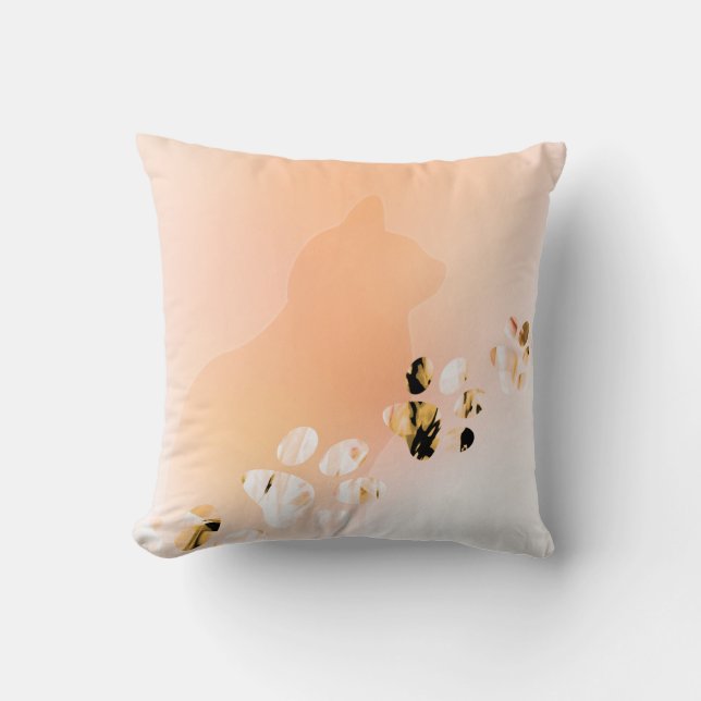 Niedliche Funny Orange & White Cat Paw Kissen (Vorderseite)