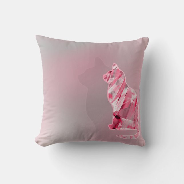 Niedliche Funny Pink & Gray Katzenpaw Kissen (Vorderseite)