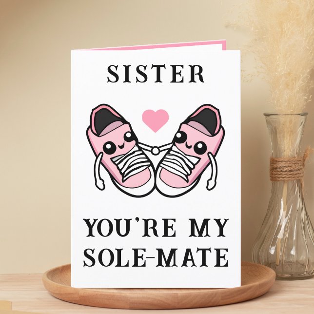 Niedliche Funny Pink Shon Pun Schwester glücklich  Dankeskarte (cute, funny pink shoe pun sister happy birthday card)