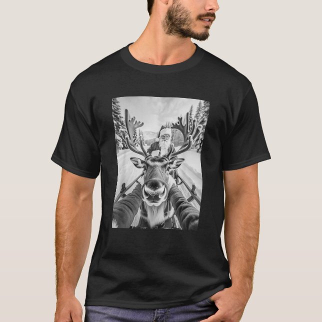 Niedliche Funny Reindeer Selfie mit Santa Clause M T-Shirt (Vorderseite)