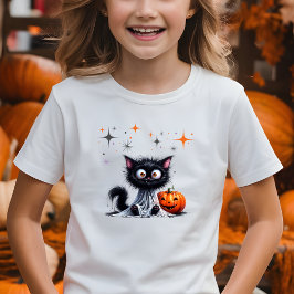 Niedliche Funny Retro Kätzchen Halloween Trick ode T-Shirt