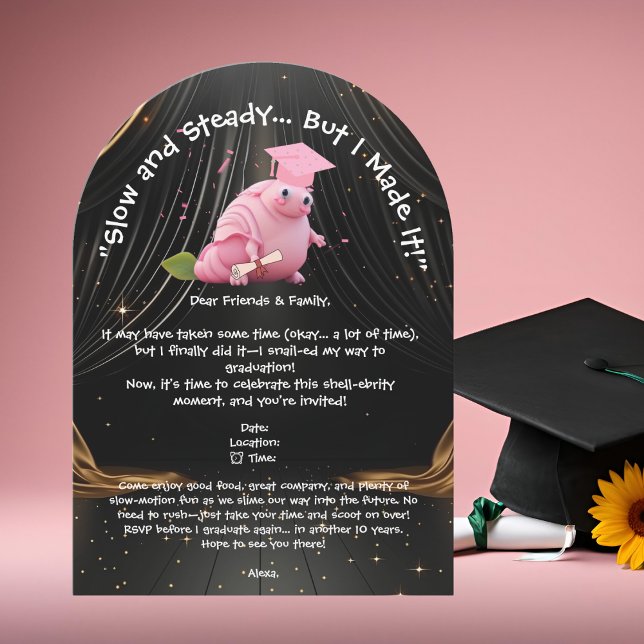 Niedliche Funny Snail Foto Graduation Party Einladung (Von Creator hochgeladen)