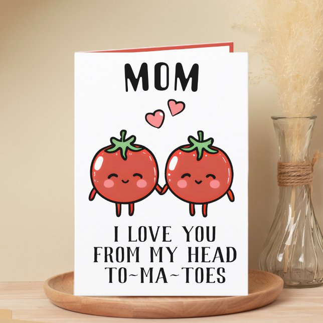 Niedliche Funny Tomato Pun Mama Happy Birthday Dankeskarte (funny tomato birthday card for mom)