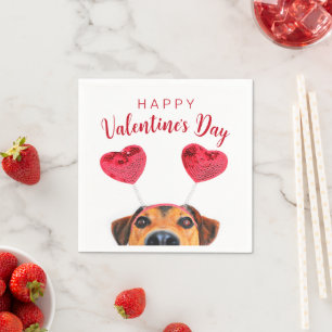 Niedliche Funny Valentine's Day Hunde Herz-Band Serviette