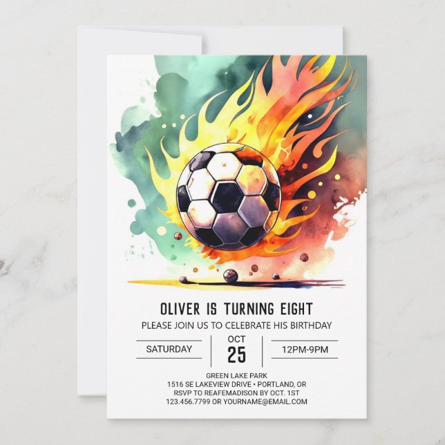 Niedliche Fußball-Kinder zum Geburtstag Einladung (Vorderseite)