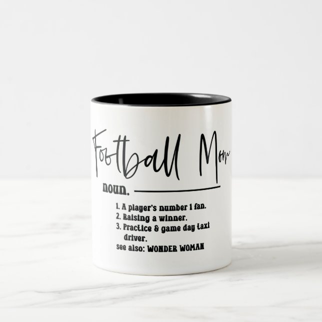 Niedliche Fußball-Mama Definition Zwei-Tonen-Kaffe Zweifarbige Tasse (Mittel)