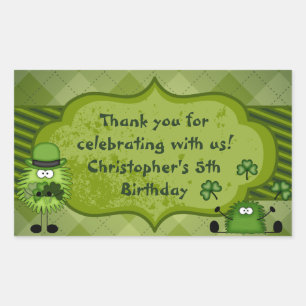 Niedliche Fuzzies und Clovers Irish Danke, Geburts Rechteckiger Aufkleber