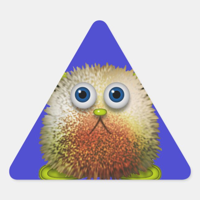 Niedliche Fuzzy Cartoon Art for All Dreieckiger Aufkleber (Vorderseite)