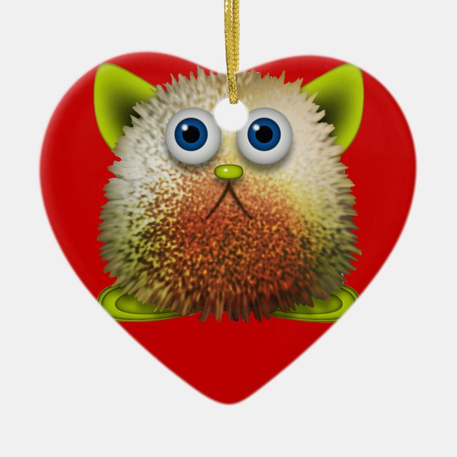 Niedliche Fuzzy Cartoon Art for All Keramikornament (Vorne)