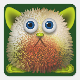 Niedliche Fuzzy Cartoon Art for All Quadratischer Aufkleber
