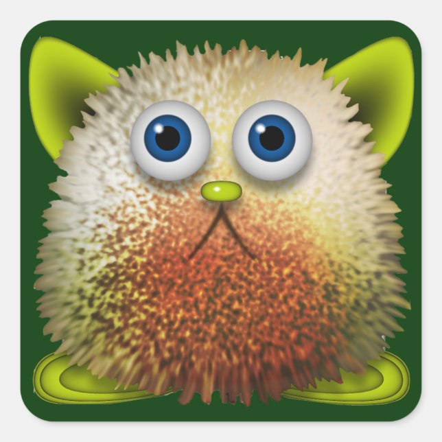 Niedliche Fuzzy Cartoon Art for All Quadratischer Aufkleber (Vorderseite)