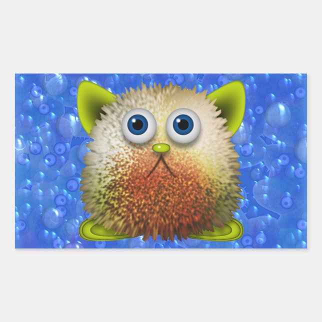 Niedliche Fuzzy Cartoon Art for All Rechteckiger Aufkleber (Vorderseite)
