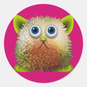Niedliche Fuzzy Cartoon Art for All Runder Aufkleber