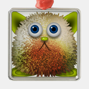 Niedliche Fuzzy Cartoon Art for All Silbernes Ornament