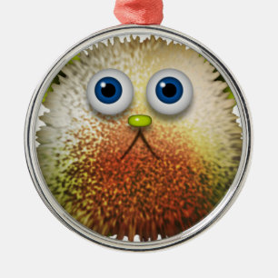 Niedliche Fuzzy Cartoon Art for All Silbernes Ornament