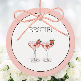 Niedliche Galentiner-Tag Bestie Cocktails Geschenkanhänger