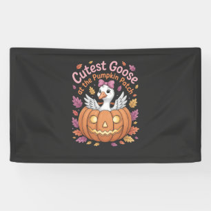 Niedliche Gans am Pumpkin Patch Erntedank Banner