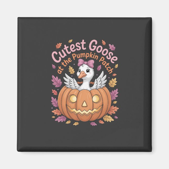 Niedliche Gans am Pumpkin Patch Erntedank Magnet (Vorne)