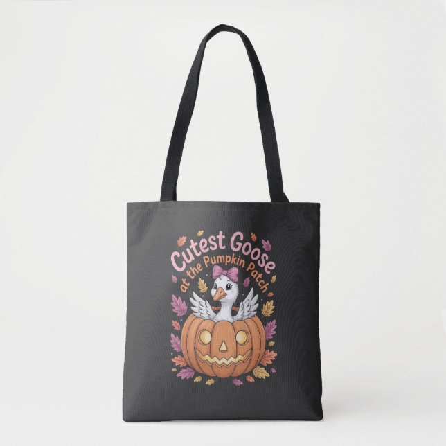 Niedliche Gans am Pumpkin Patch Erntedank Tasche (Vorderseite)