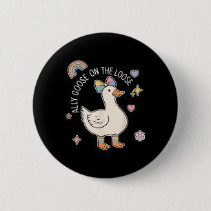 Niedliche Gänse auf dem Lose Rainbow Coquette Bow Button