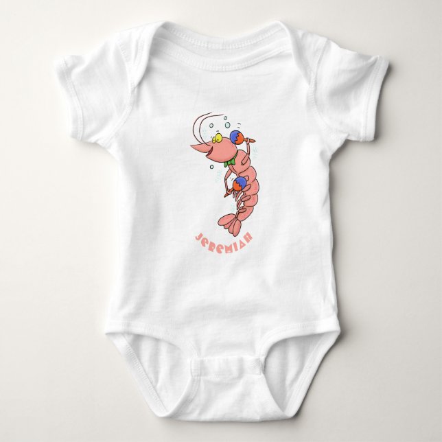 Niedliche Garnelen, Garnelen Cartoon Baby Strampler (Vorderseite)