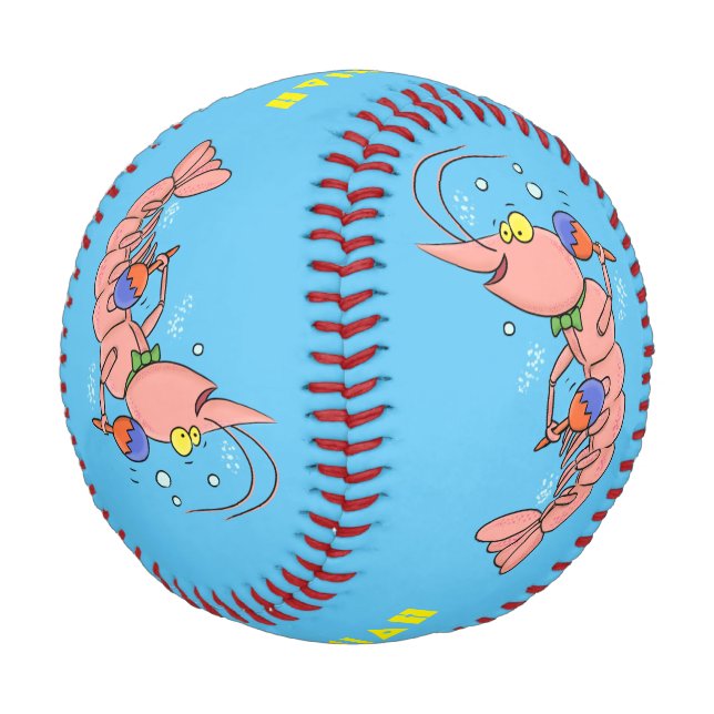 Niedliche Garnelen, Garnelen Cartoon Baseball (Schrägansicht)