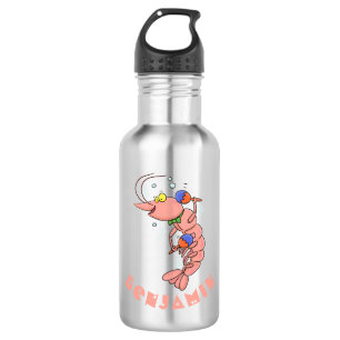 Niedliche Garnelen, Garnelen Cartoon Edelstahlflasche