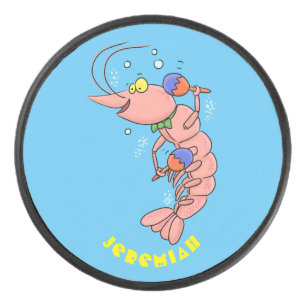 Niedliche Garnelen, Garnelen Cartoon Eishockey Puck