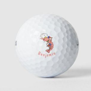 Niedliche Garnelen, Garnelen Cartoon Golfball