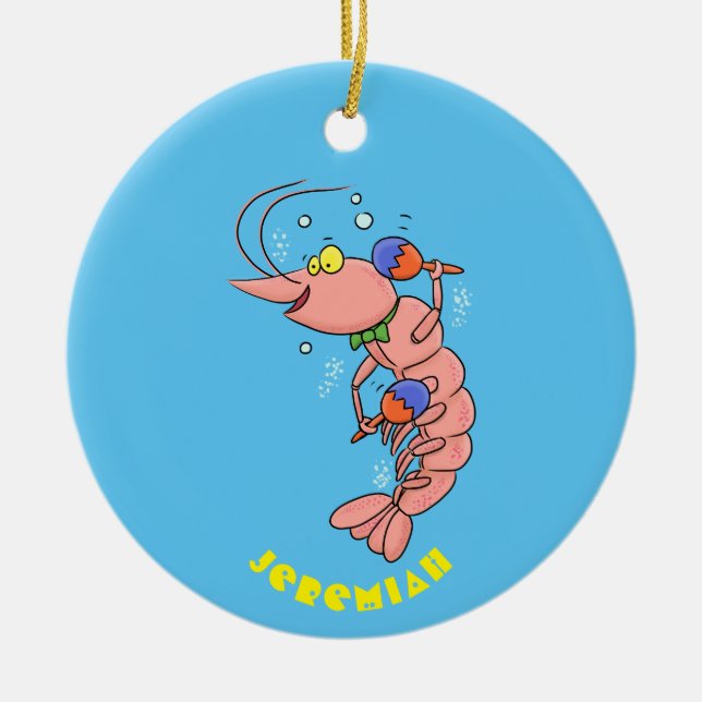 Niedliche Garnelen, Garnelen Cartoon Keramik Ornament (Vorne)