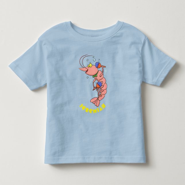 Niedliche Garnelen, Garnelen Cartoon Kleinkind T-shirt (Vorderseite)