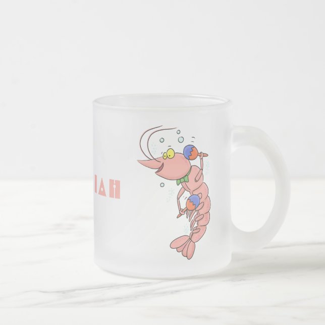 Niedliche Garnelen, Garnelen Cartoon Mattglastasse (Rechts)