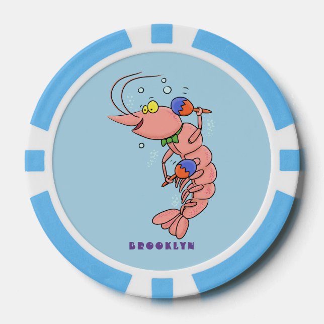 Niedliche Garnelen, Garnelen Cartoon Pokerchips (Vorderseite)