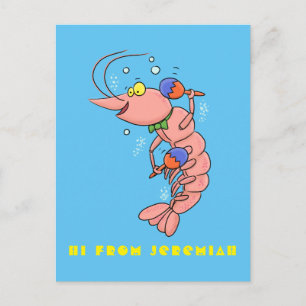 Niedliche Garnelen, Garnelen Cartoon Postkarte
