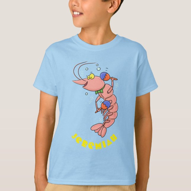 Niedliche Garnelen, Garnelen Cartoon T-Shirt (Vorderseite)