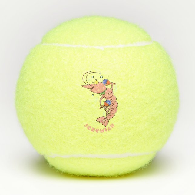 Niedliche Garnelen, Garnelen Cartoon Tennisbälle (Vorderseite)