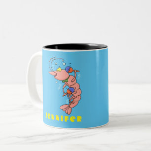 Niedliche Garnelen, Garnelen Cartoon Zweifarbige Tasse