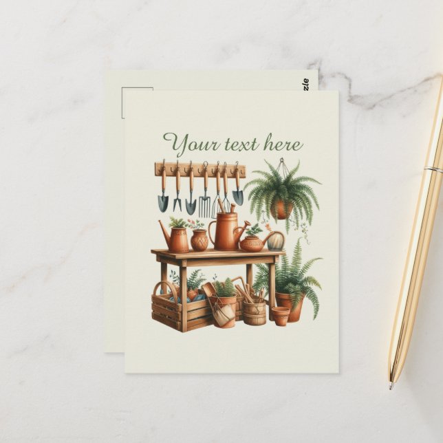 Niedliche Gartenliebhaber Postkarte (Vorderseite/Rückseite Beispiel)