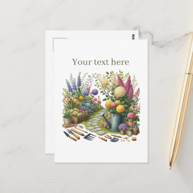 Niedliche Gartenliebhaber Postkarte (Vorderseite/Rückseite Beispiel)